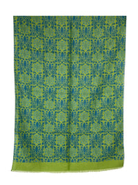 CALABRESE 1924 COTTON/LINEN SCARF - GREEN AND BLUE FLORAL MEDALLION