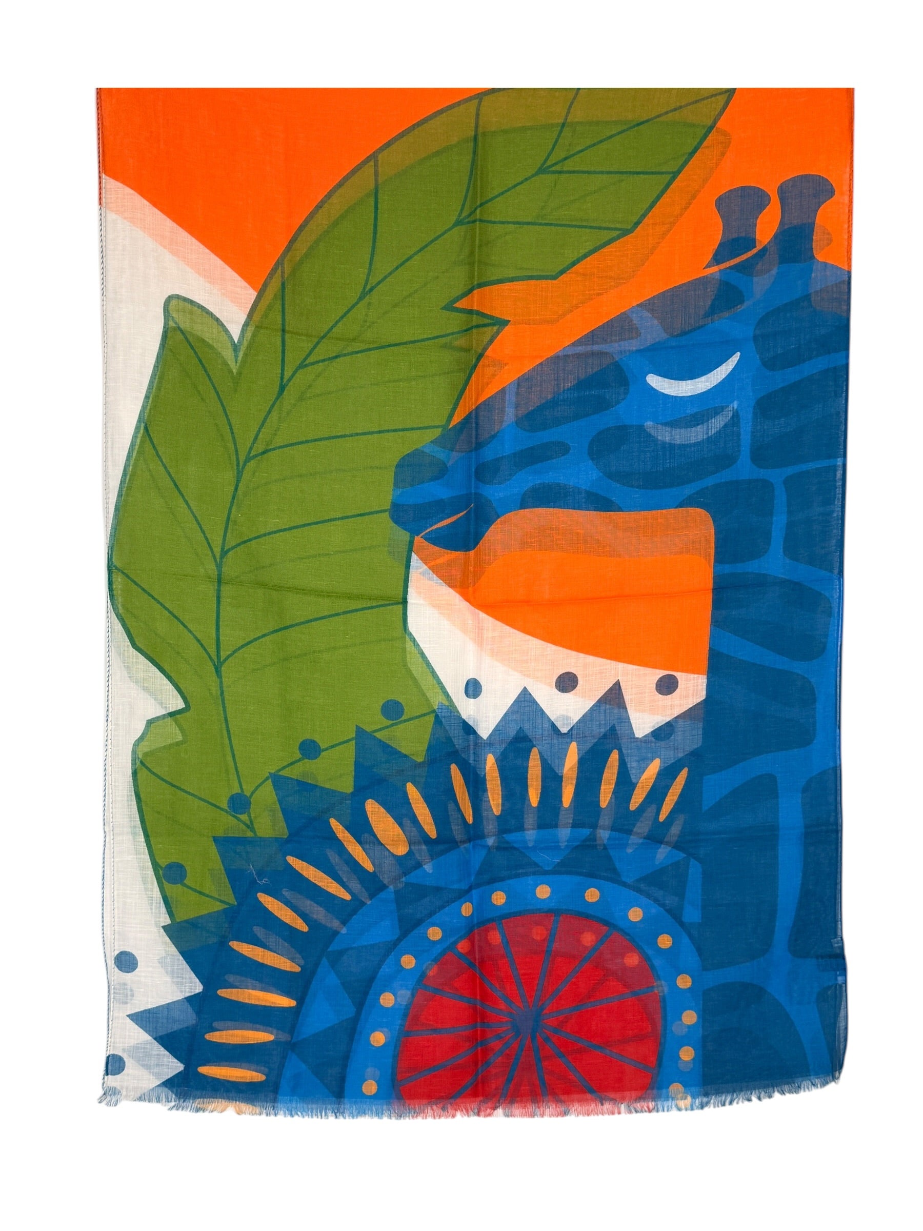 CALABRESE 1924 COTTON/LINEN SCARF - BLUE GIRAFFE