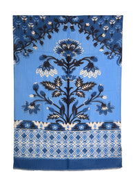 CALABRESE 1924 COTTON/LINEN SCARF - BLUE FLOWERS