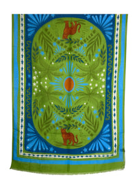 CALABRESE 1924 COTTON/LINEN SCARF - GREEN PALMS