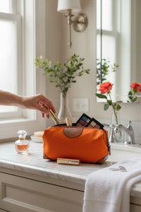 CALABRESE 1924 HINGE TOP BEAUTY CASE - ORANGE