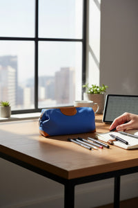 CALABRESE 1924 HINGE TOP BEAUTY CASE - ROYAL BLUE