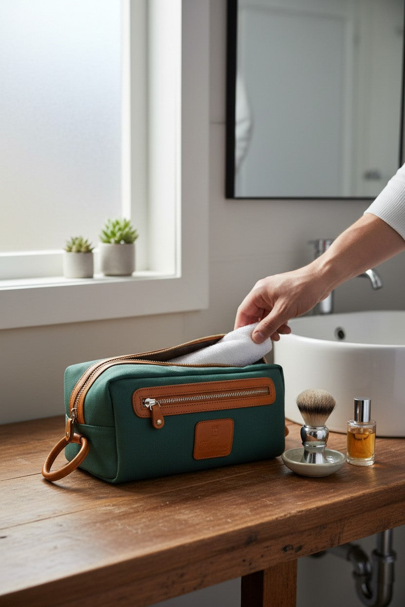 CALABRESE 1924 TOILETRY BAG - BOTTLE GREEN