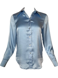SAND COPENHAGEN STRETCH SILK TOP - SKY BLUE