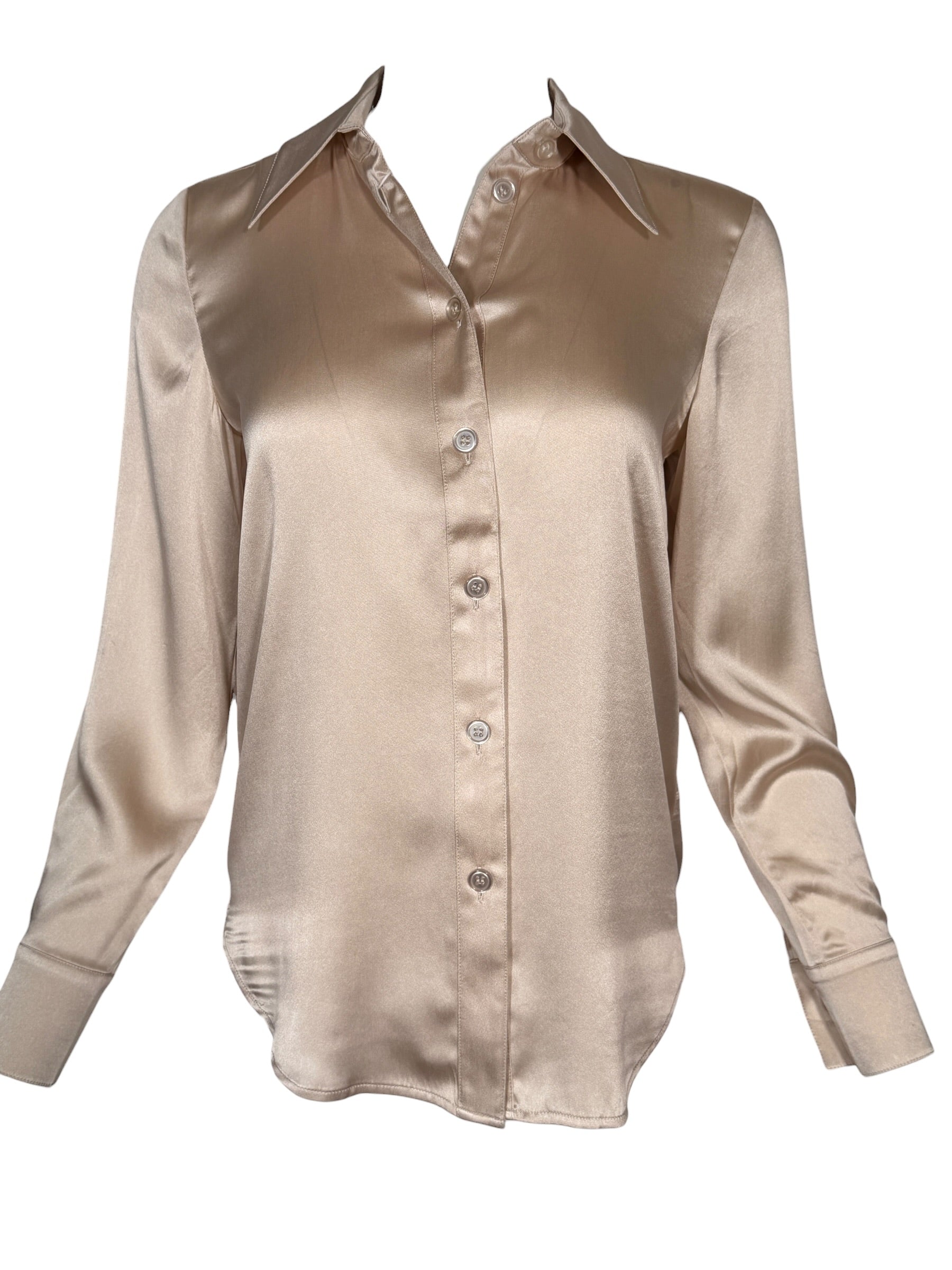 SAND COPENHAGEN STRETCH SILK TOP - CHAMPAGNE