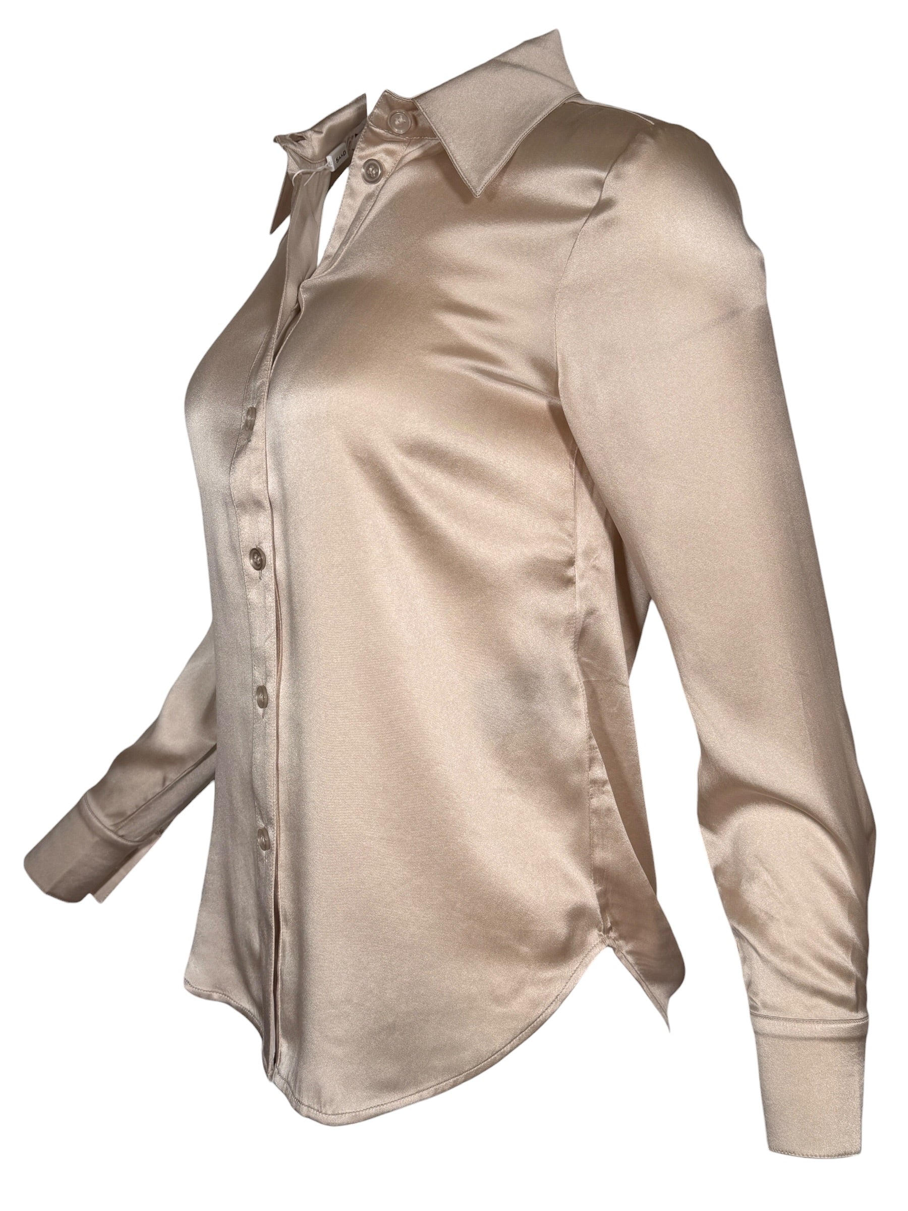 SAND COPENHAGEN STRETCH SILK TOP - CHAMPAGNE