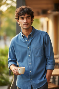 HARTFORD MEN'S CASUAL DENIM SHIRT - INDIGO