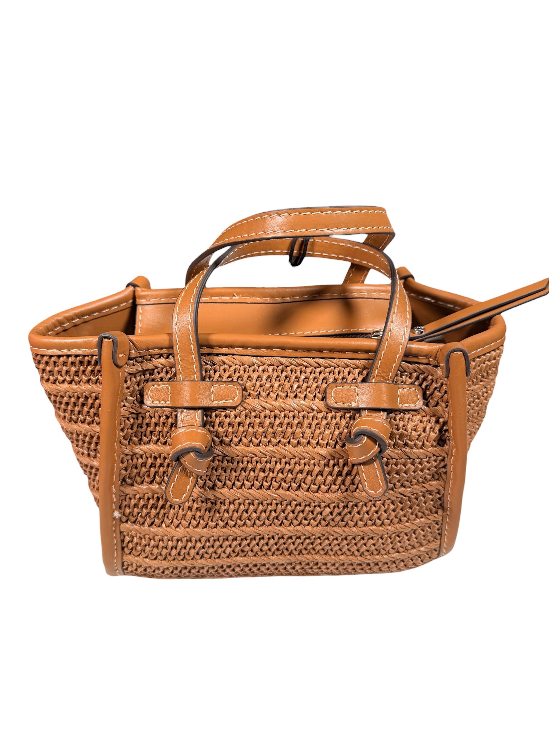 GIANNI CHIARINI RAFFIA SMALL TOTE - CARAMEL