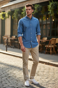 MAZZARELLI SPORT SHIRT - MID BLUE DENIM