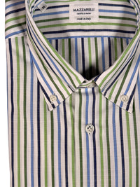 MAZZARELLI SPORT SHIRT - GREEN/BLUE PIN STRIPE