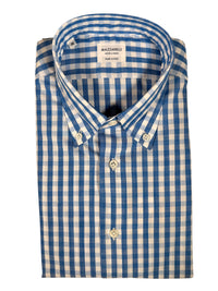 MAZZARELLI SPORT SHIRT - ROYAL & MID BLUE CHECK