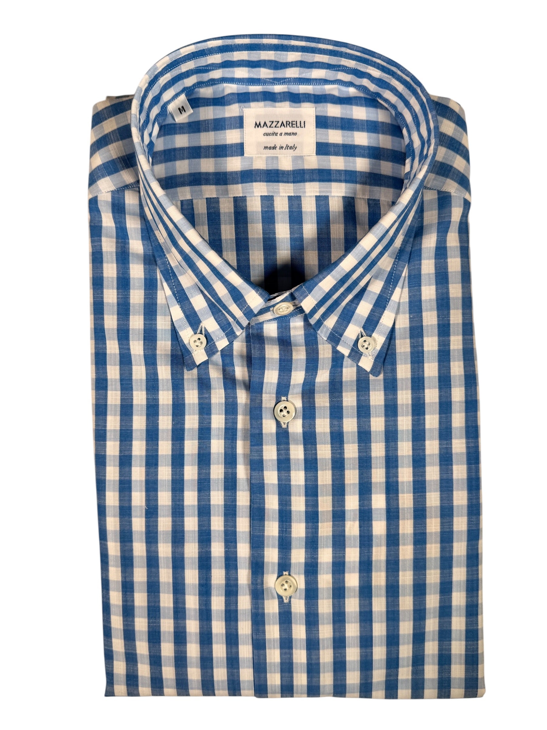 MAZZARELLI SPORT SHIRT - ROYAL & MID BLUE CHECK