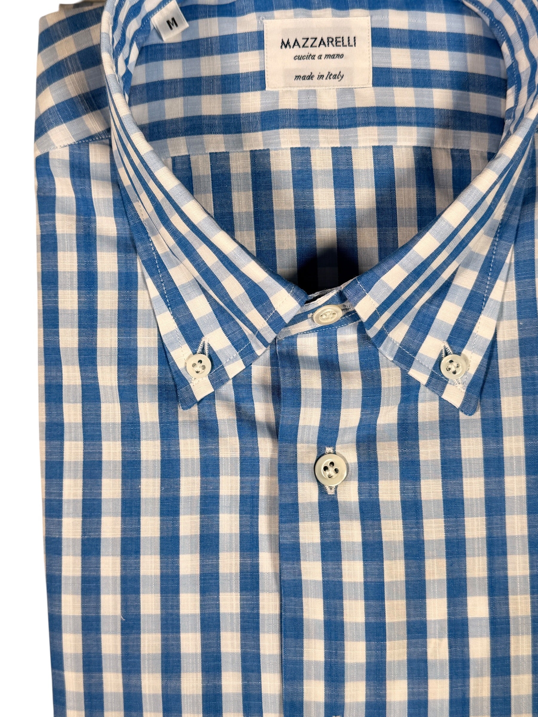 MAZZARELLI SPORT SHIRT - ROYAL & MID BLUE CHECK