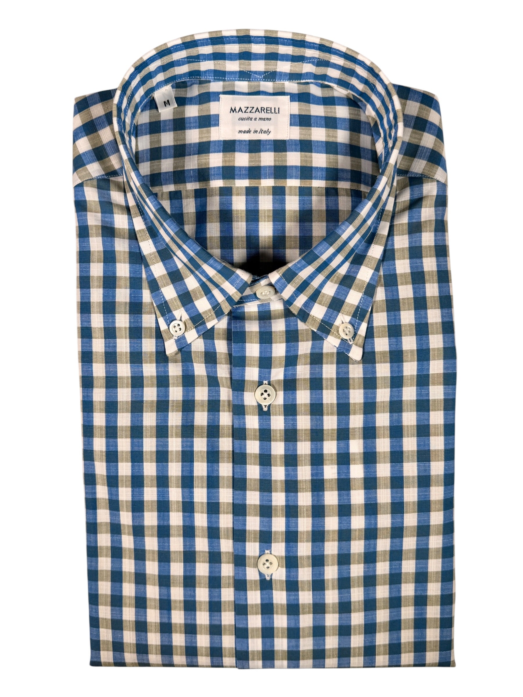 MAZZARELLI SPORT SHIRT - ROYAL & GREEN CHECK