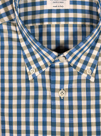 MAZZARELLI SPORT SHIRT - ROYAL & GREEN CHECK