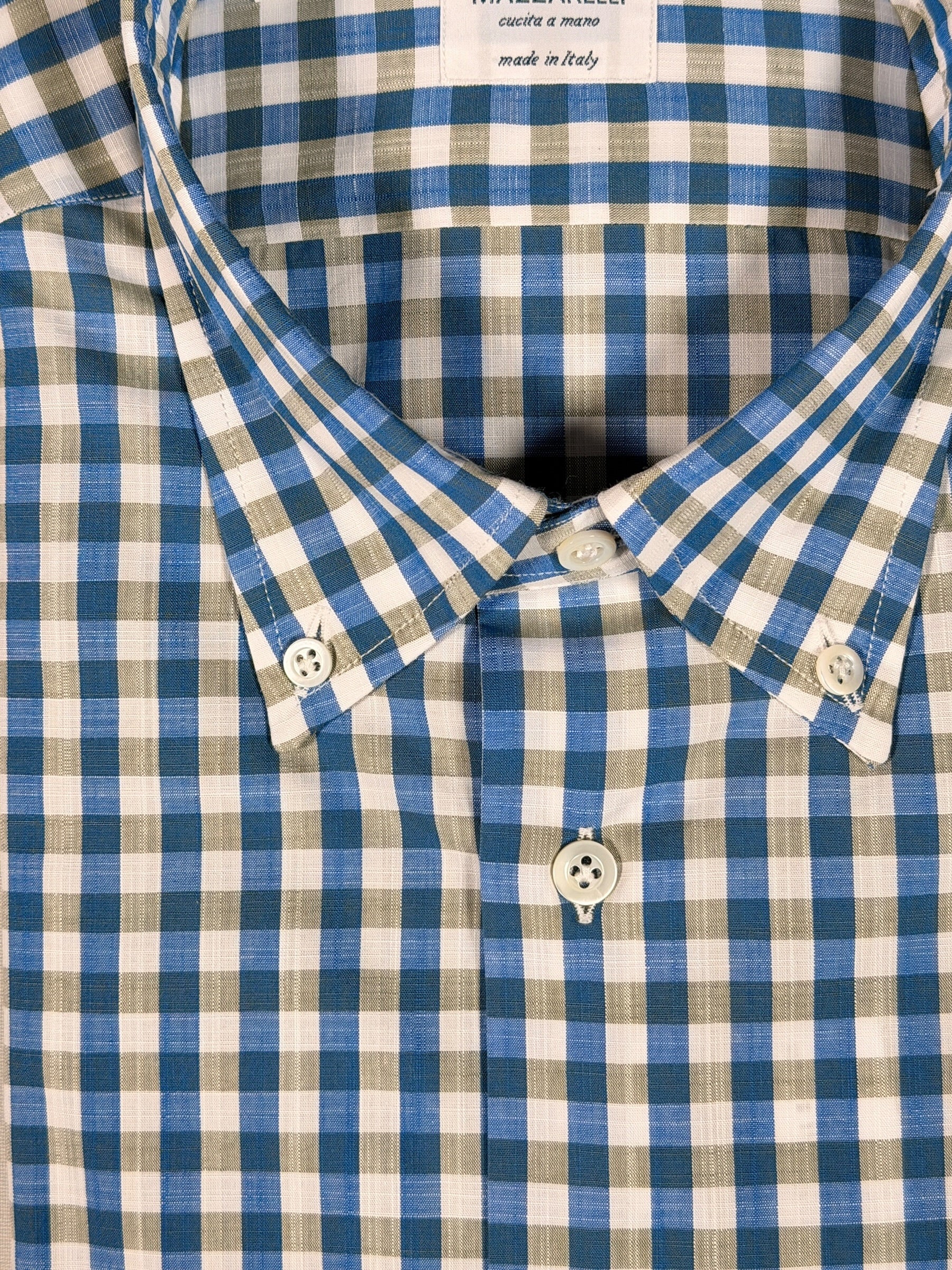 MAZZARELLI SPORT SHIRT - ROYAL & GREEN CHECK