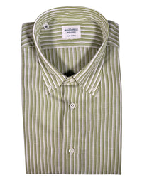 MAZZARELLI SPORT SHIRT - SAGE/TAN STRIPE
