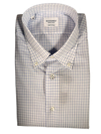 MAZZARELLI SPORT SHIRT - LIGHT BLUE CHECK PLAID