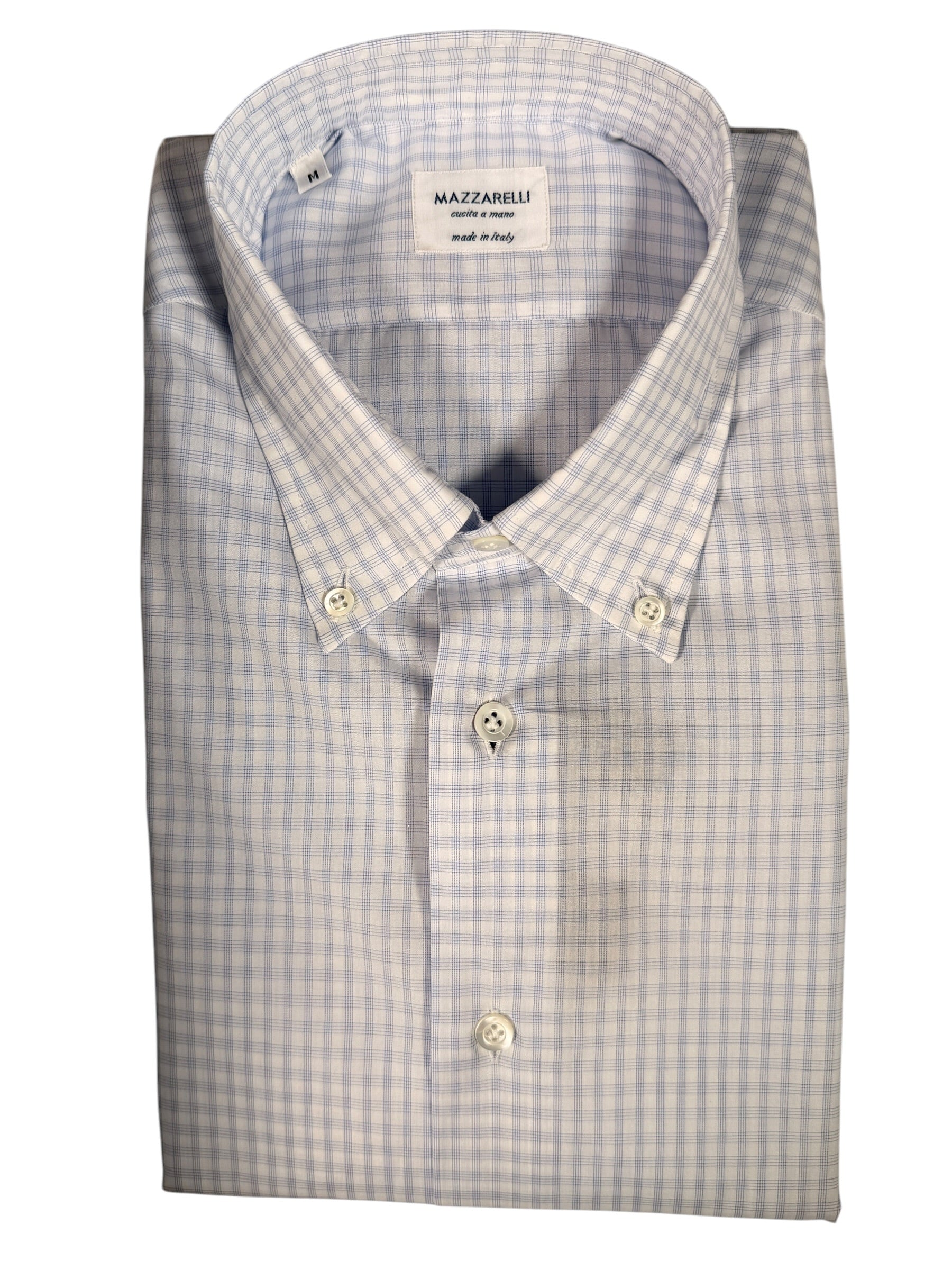 MAZZARELLI SPORT SHIRT - LIGHT BLUE CHECK PLAID