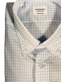 MAZZARELLI SPORT SHIRT - LIGHT BLUE CHECK PLAID