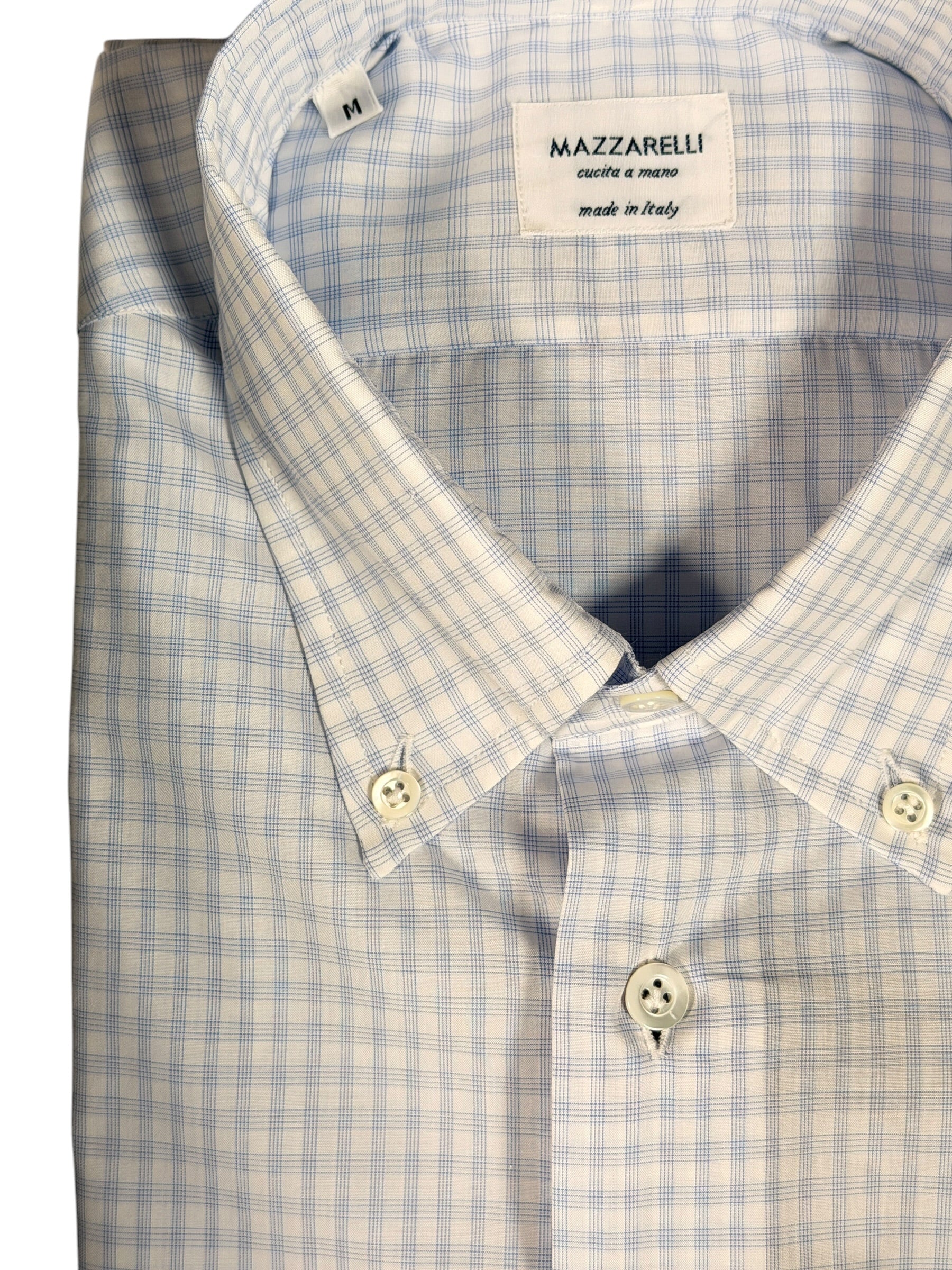 MAZZARELLI SPORT SHIRT - LIGHT BLUE CHECK PLAID