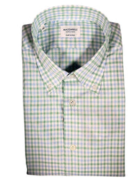 MAZZARELLI SPORT SHIRT - GREEN/BLUE CHECK PLAID