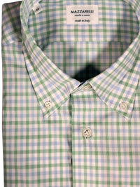 MAZZARELLI SPORT SHIRT - GREEN/BLUE CHECK PLAID