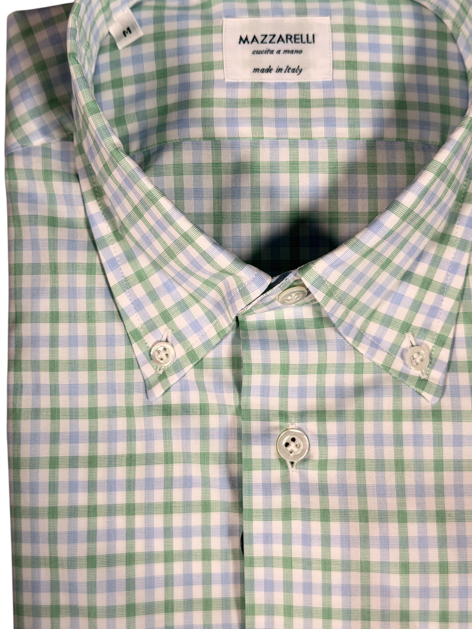 MAZZARELLI SPORT SHIRT - GREEN/BLUE CHECK PLAID