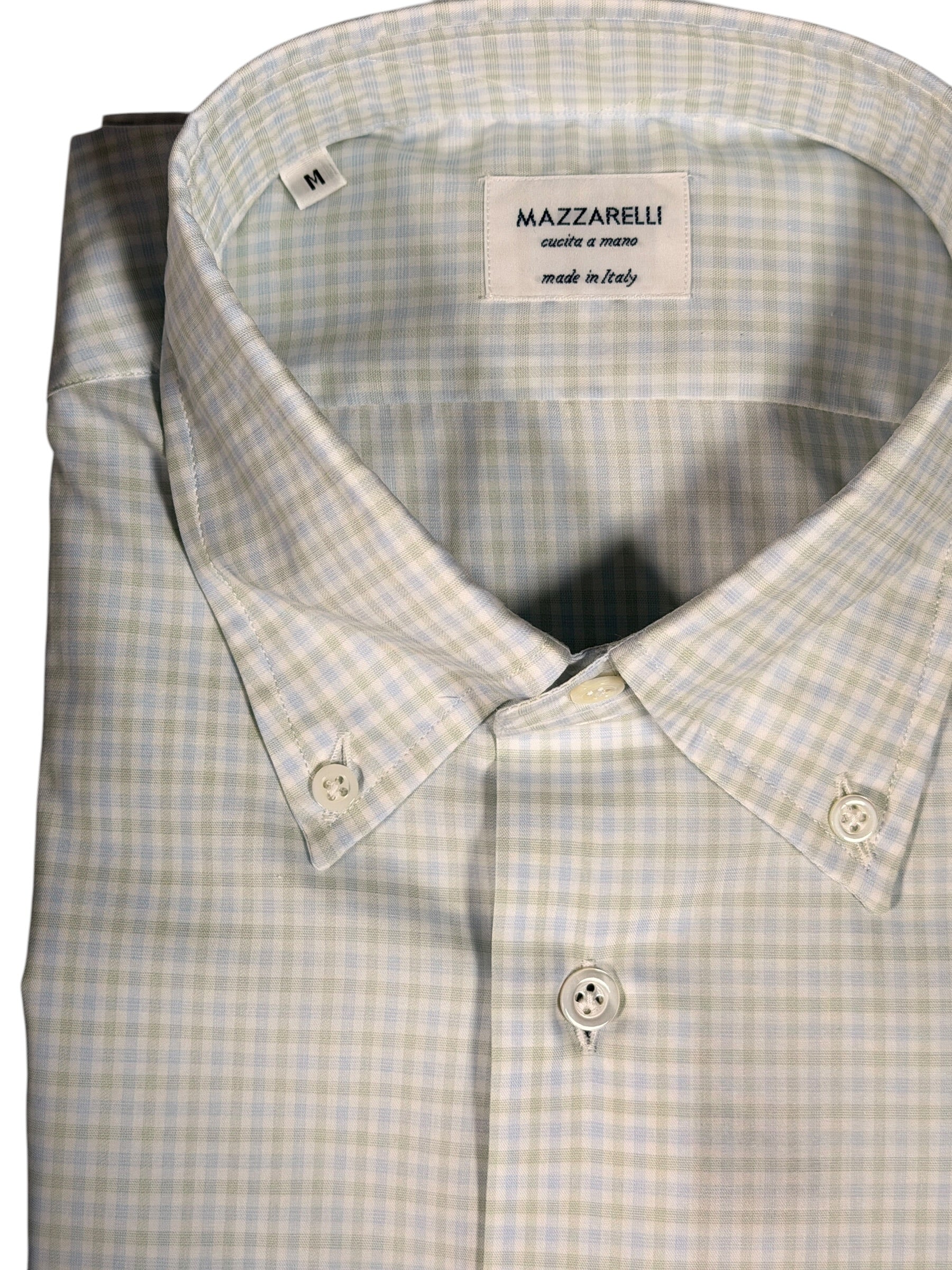 MAZZARELLI SPORT SHIRT - LIGHT GREEN/BLUE CHECK