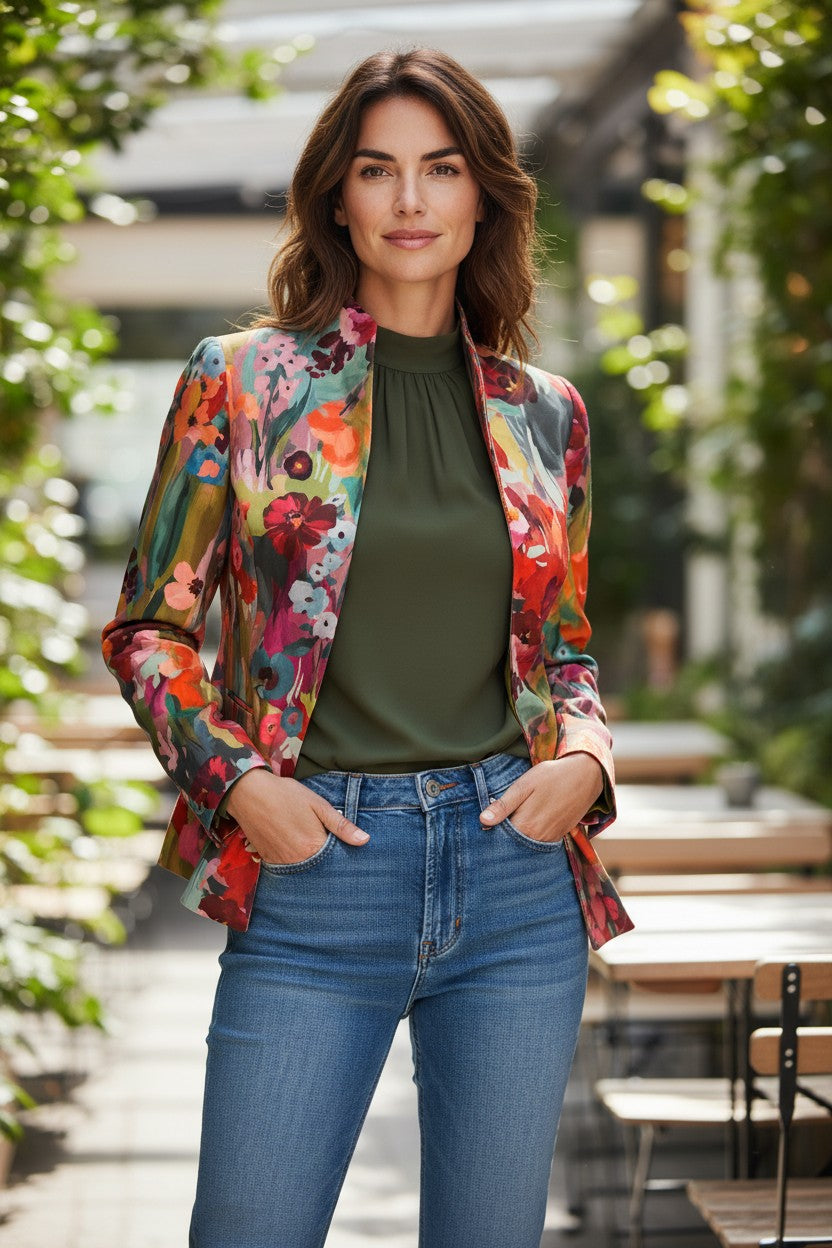 ESTELLE AND FINN SHAPED JACKET - MULTI FLORAL
