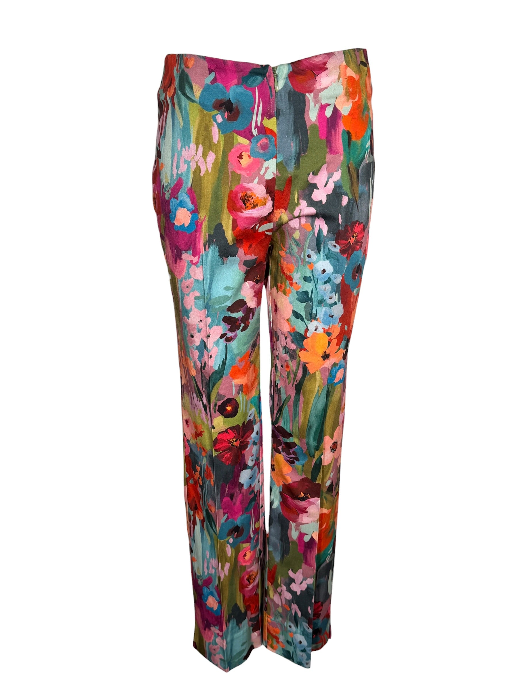 ESTELLE AND FINN FRONT ZIP ANKLE PANT - MULTI FLORAL
