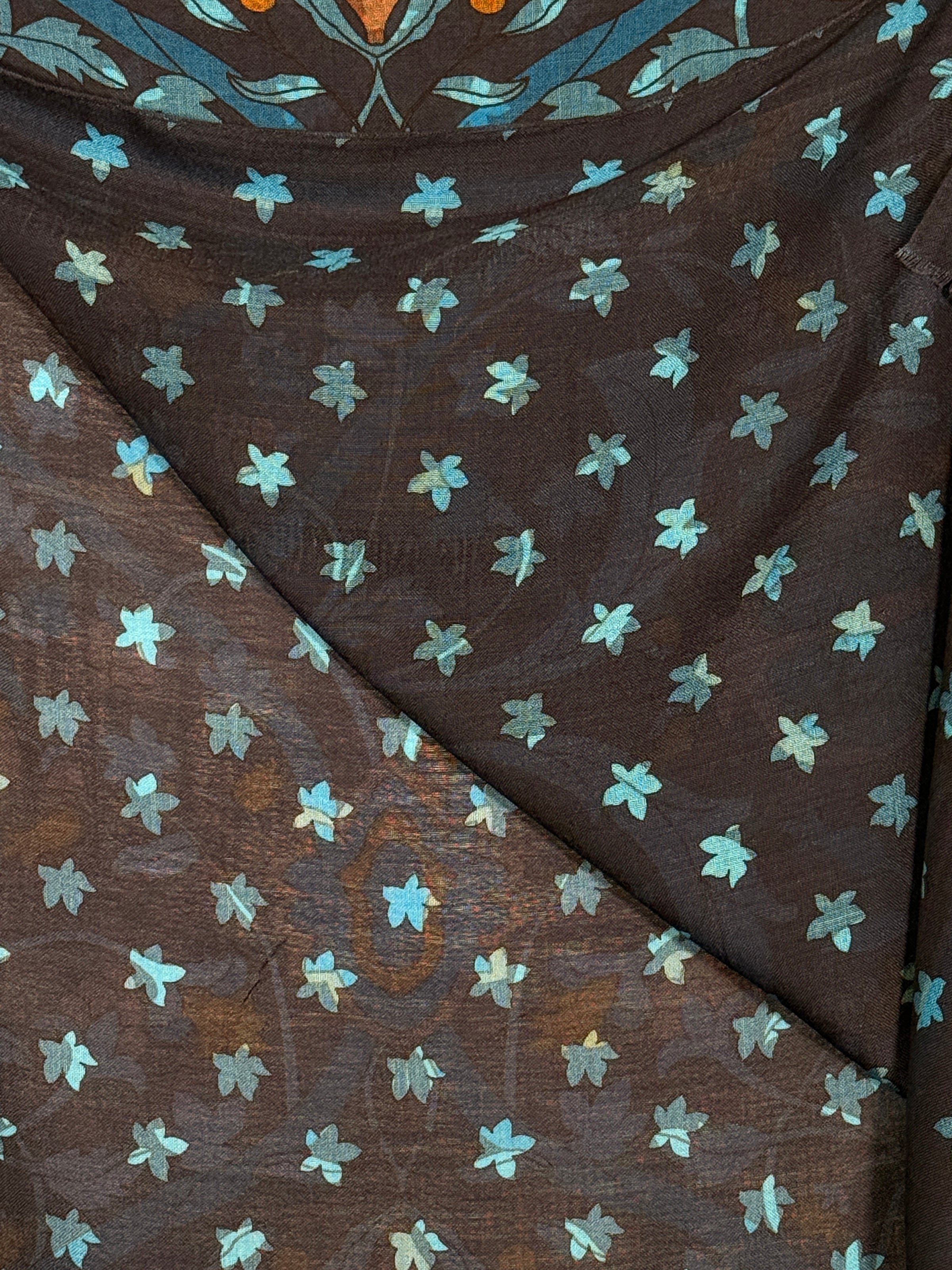 CALABRESE 1924 DOUBLE FACE WOOL SCARF - NAVY POMEGRANATE