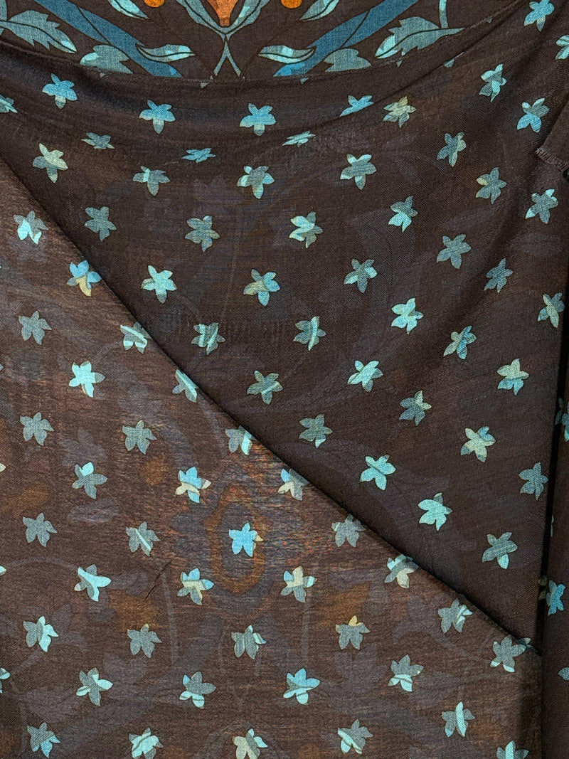 CALABRESE 1924 DOUBLE FACE WOOL SCARF - NAVY POMEGRANATE