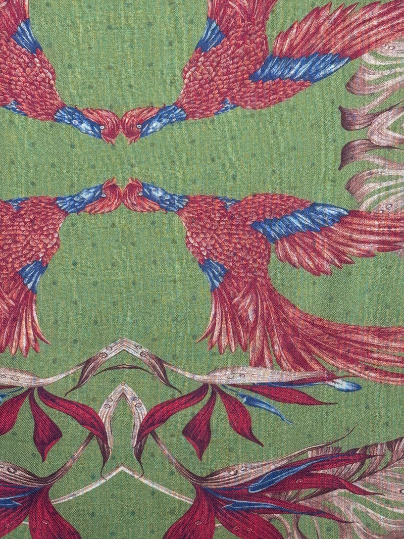CALABRESE 1924 DOUBLE FACE WOOL SCARF - GREEN PHOENIX