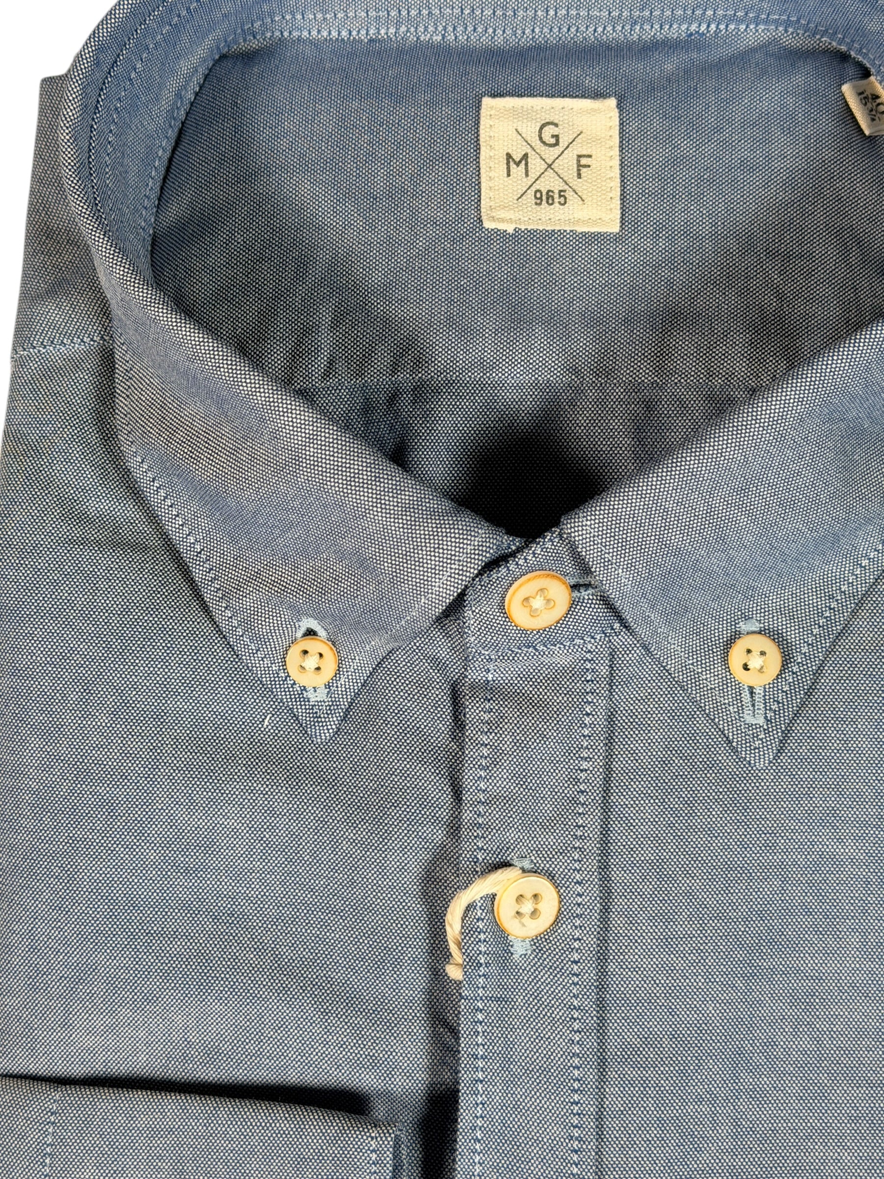 GMF 965 MEN'S COTTON SPORT SHIRT - NAVY SUMMER OXFORD