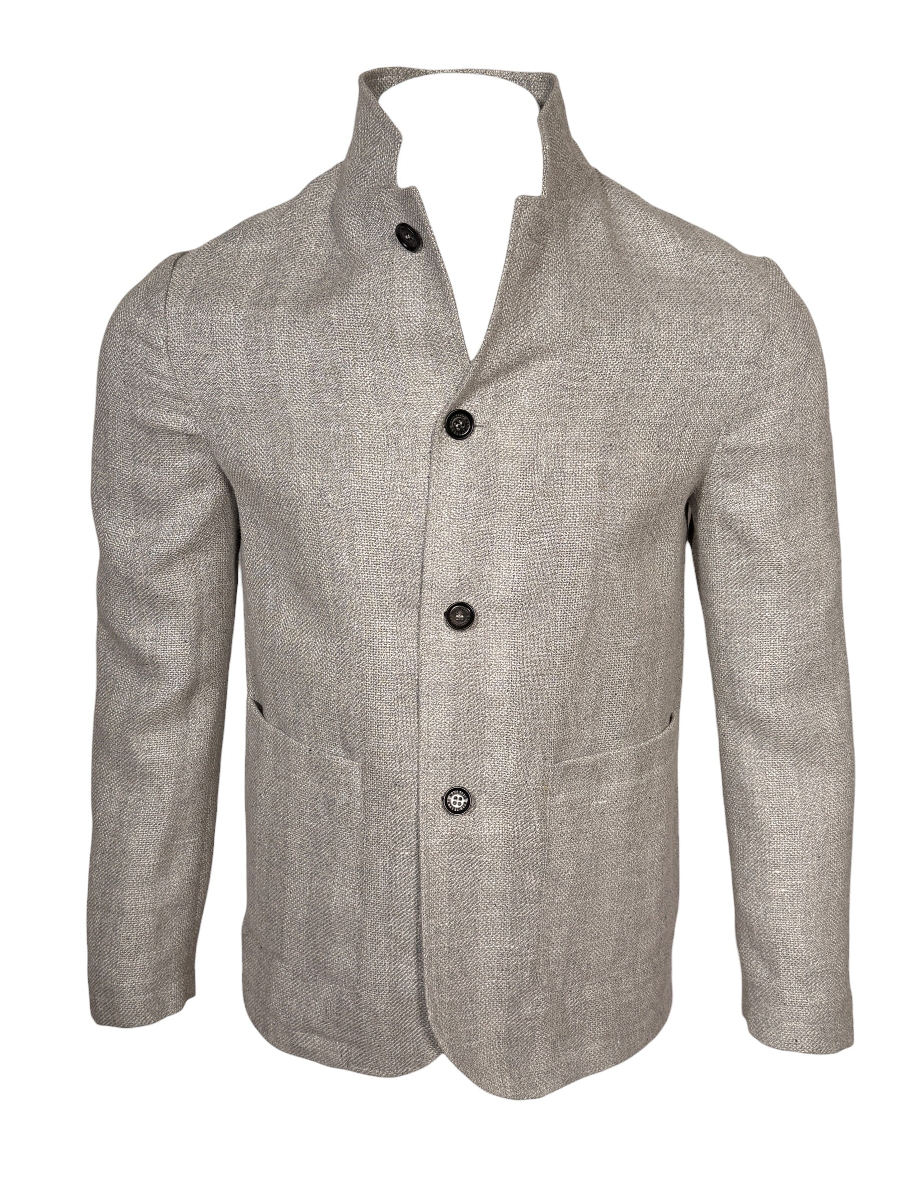 MAURIZIO BALDASSARI DETAIL STAND COLLAR JACKET - GREY
