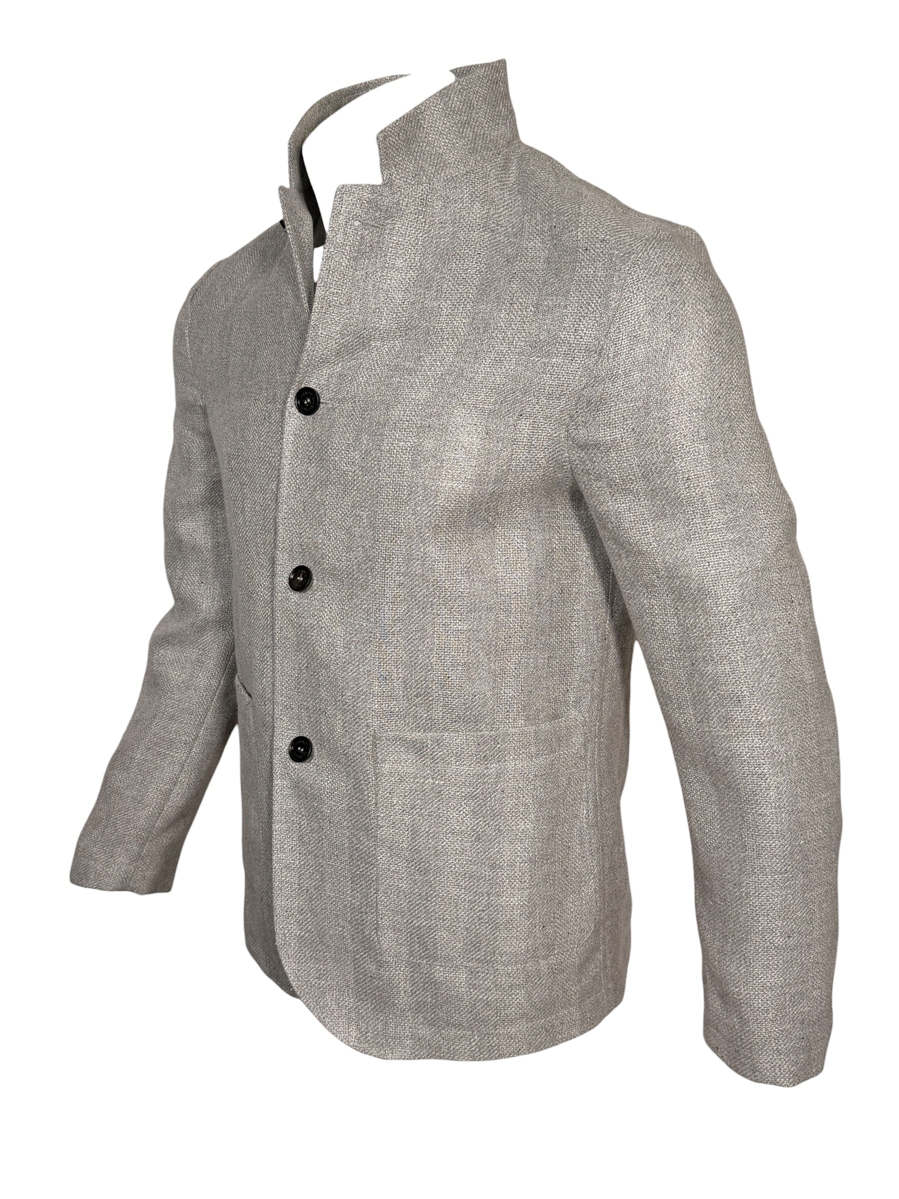 MAURIZIO BALDASSARI DETAIL STAND COLLAR JACKET - GREY