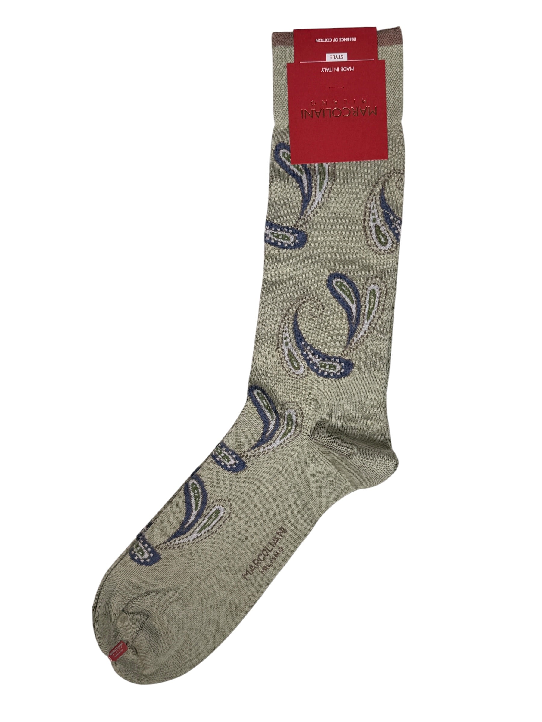 MARCOLIANI AGRA PAISLEY CALF SOCK - SAGE