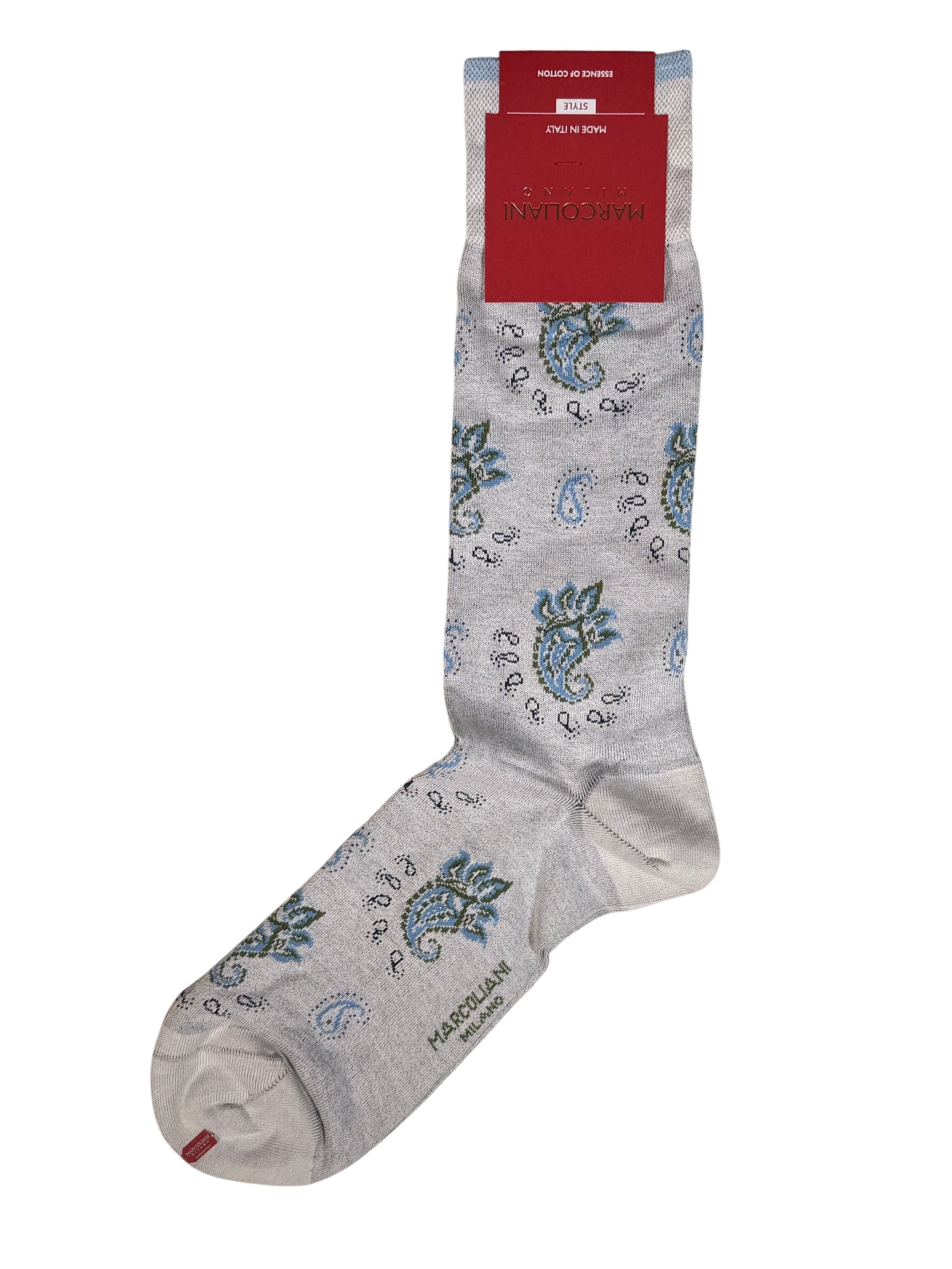 MARCOLIANI ALWAR PAISLEY CALF SOCK - ICE GREY