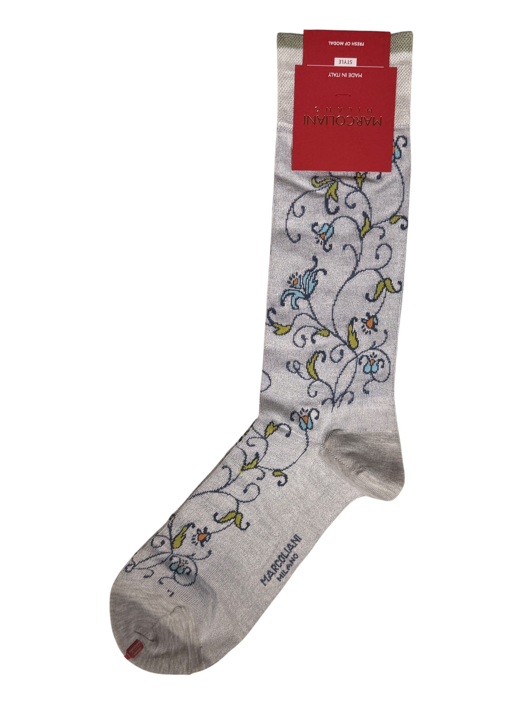 MARCOLIANI FRESH OF MODAL KALEE FLOWER CALF SOCK - ICE GREY