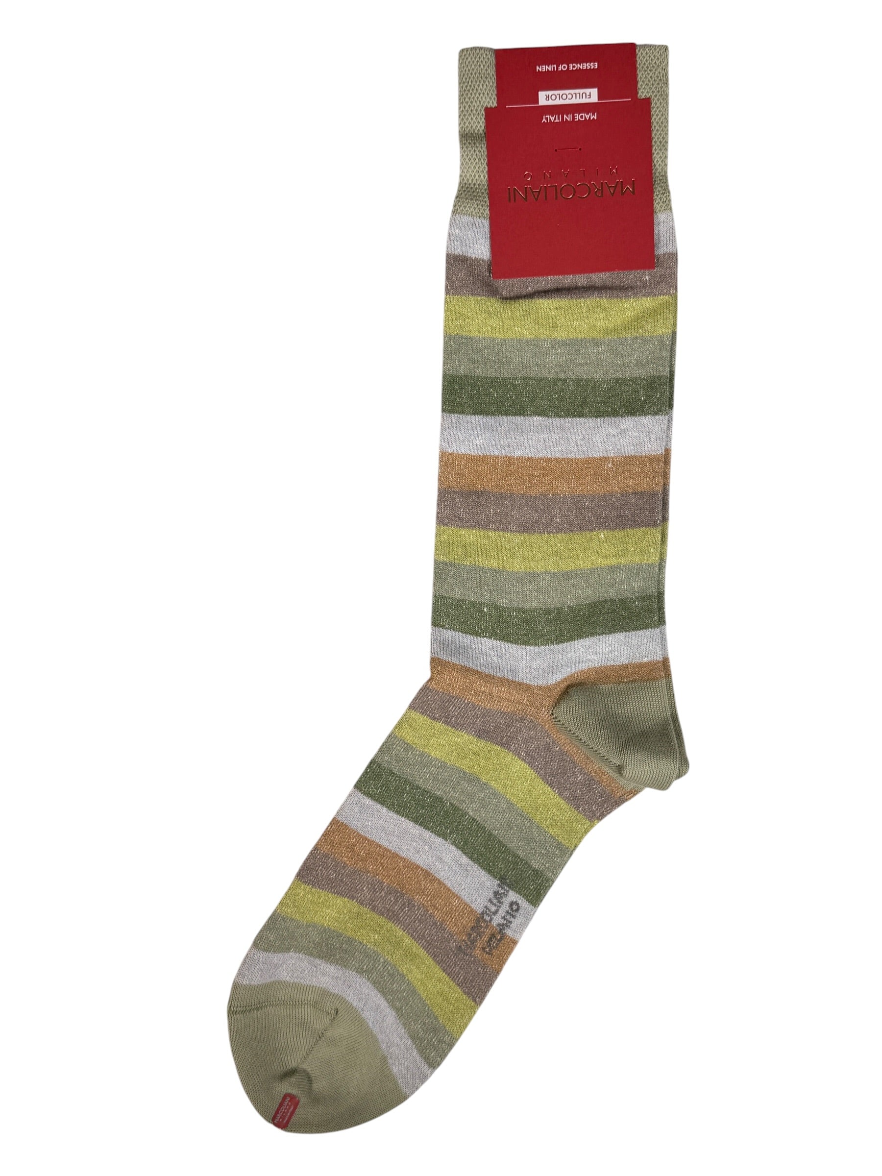 MARCOLIANI TONAL STRIPE CALF SOCK - SAGE