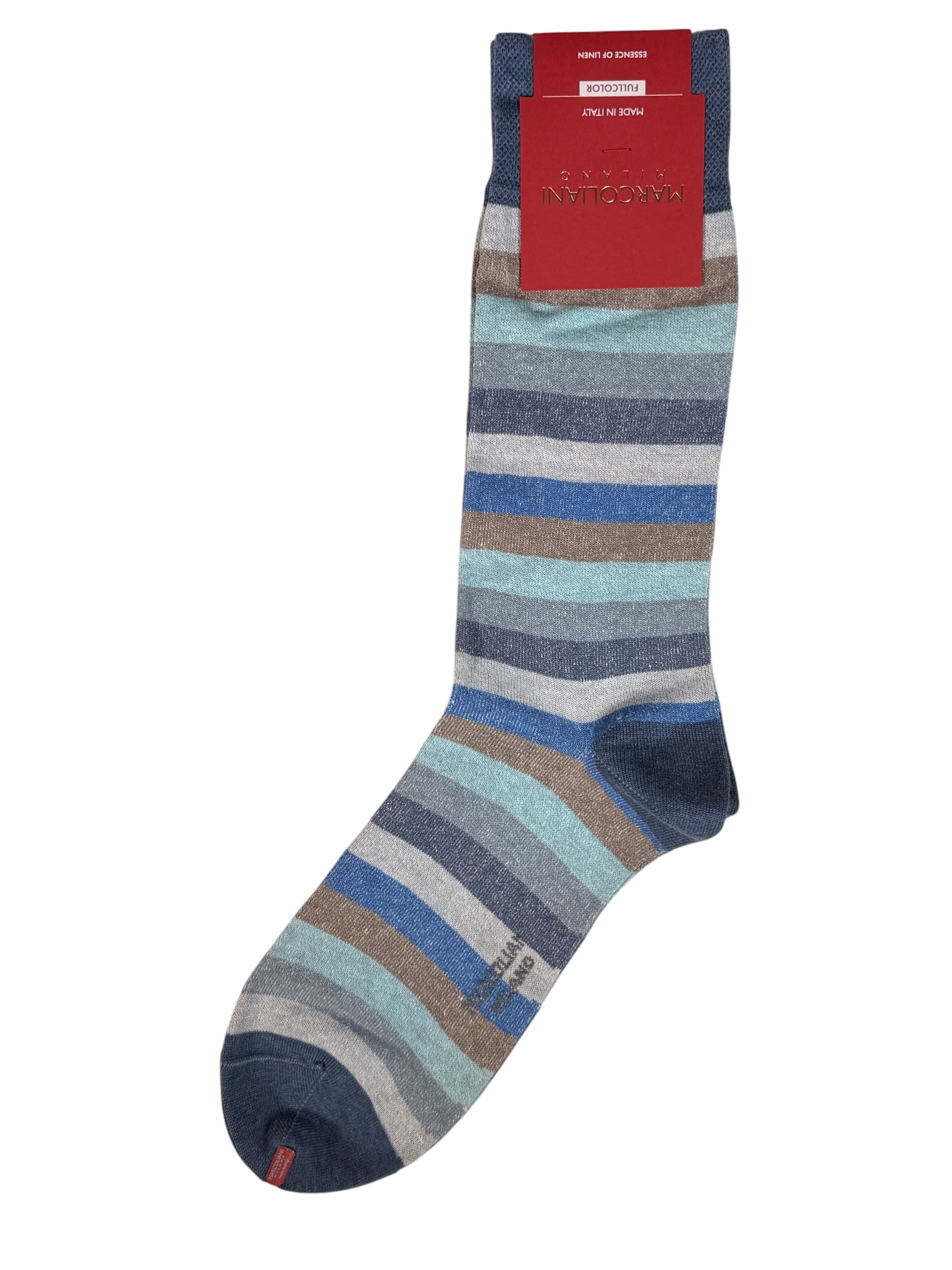 MARCOLIANI TONAL STRIPE CALF SOCK - MALDIVE