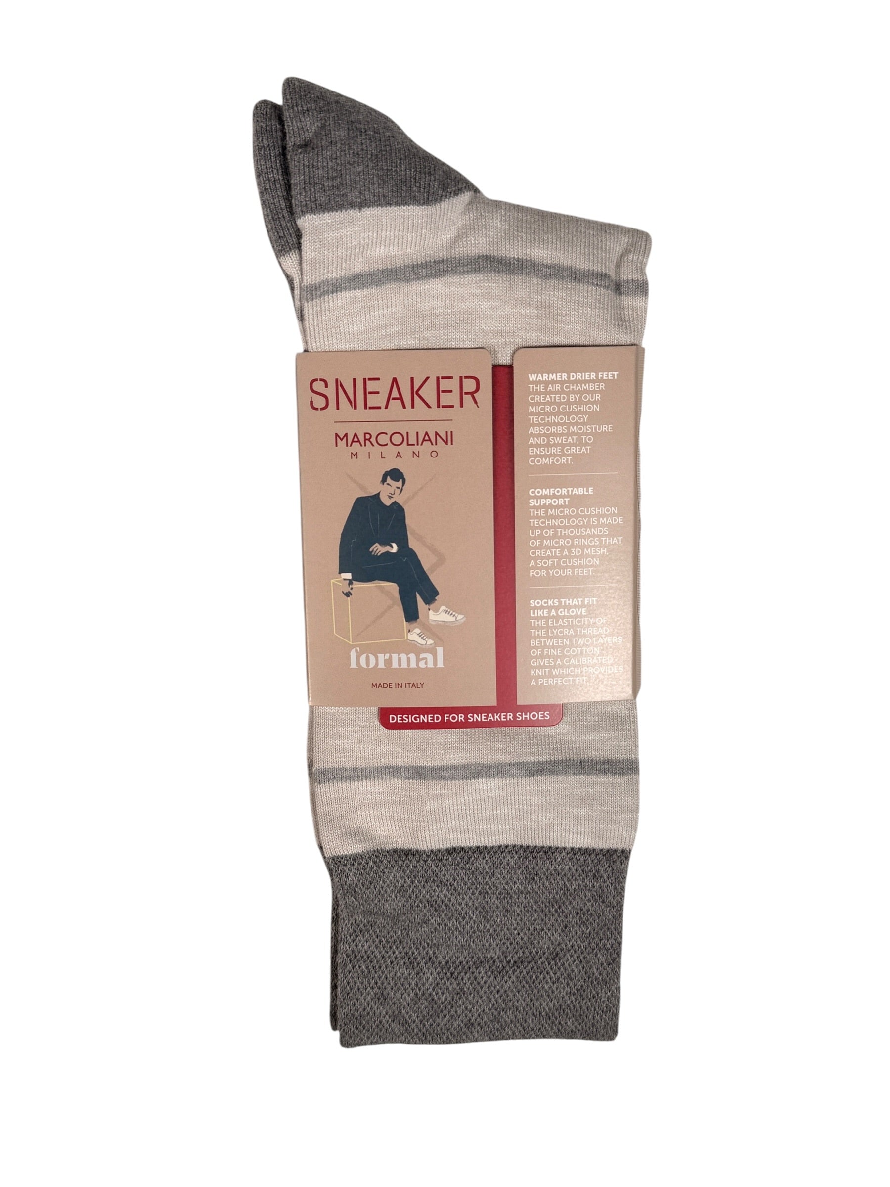 MARCOLIANI CLASSIC STRIPE SNEAKER SOCK - ICE GREY