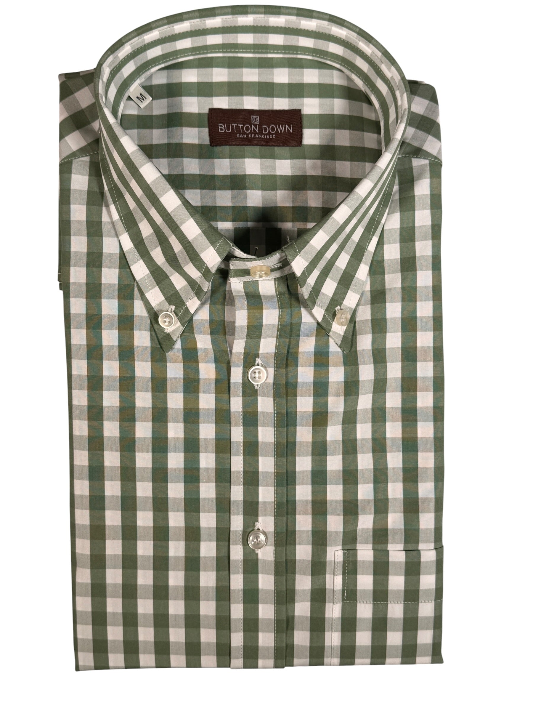 BUTTON DOWN SPORT SHIRT - OLIVE CHECK PLAID