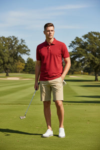 BUTTON DOWN MEN'S TECH PIQUE POLO - SOLID BURGUNDY