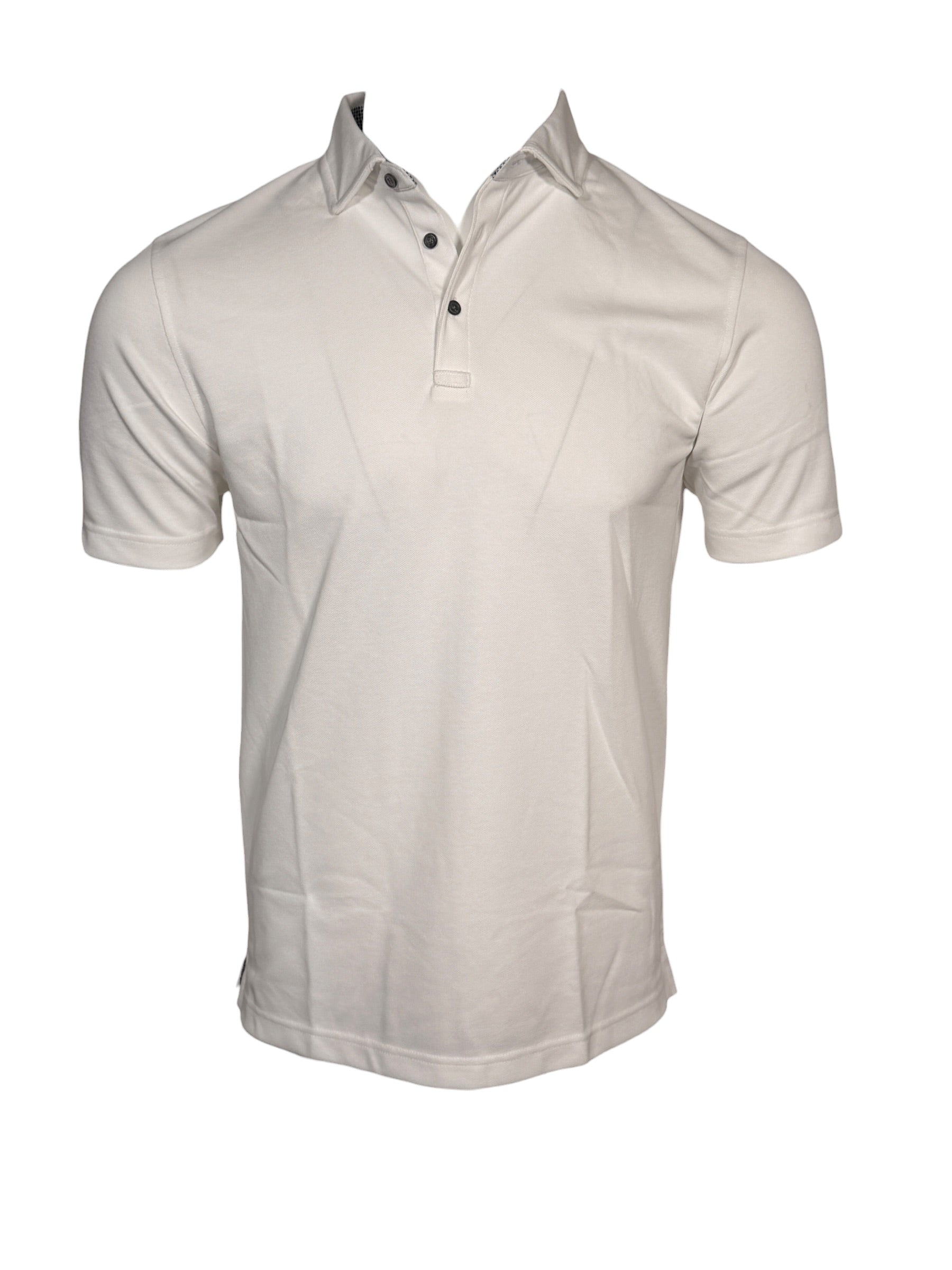 BUTTON DOWN MEN'S TECH PIQUE POLO - SOLID WHITE