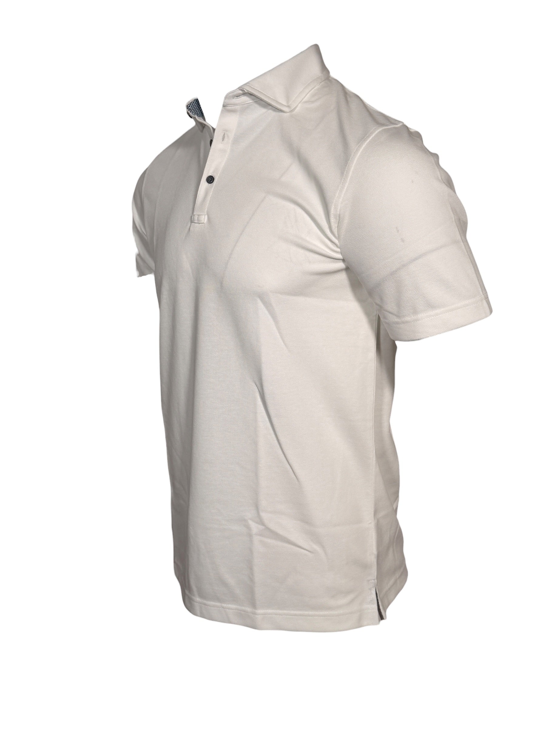 BUTTON DOWN MEN'S TECH PIQUE POLO - SOLID WHITE