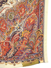 ETRO CASHMERE & SILK SCARF - ORANGE PAISLEY ON TEAL