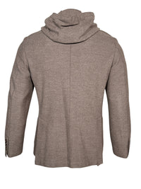 ELEVENTY - WOOL JACKET WITH REMOVABLE HOOD - CLAY