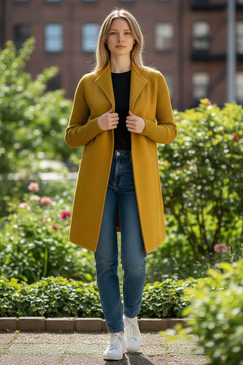 KINROSS RIB SLEEVE COAT - CITRINE